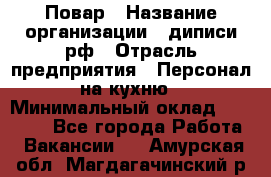 Повар › Название организации ­ диписи.рф › Отрасль предприятия ­ Персонал на кухню › Минимальный оклад ­ 23 000 - Все города Работа » Вакансии   . Амурская обл.,Магдагачинский р-н